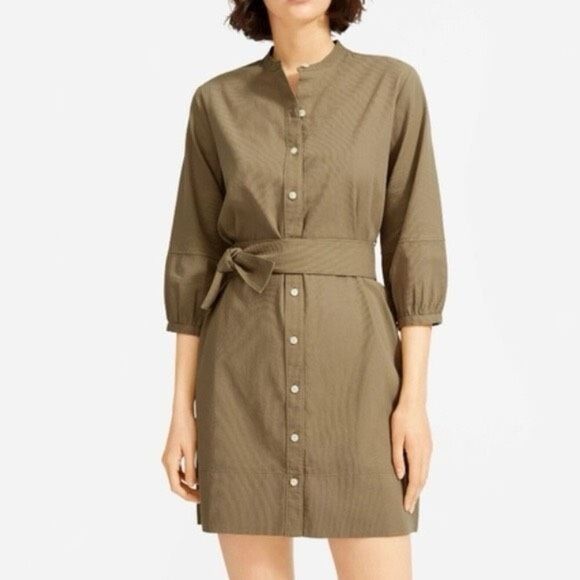 Everlane Collarless Cotton Button Up Shirt Dress with Pockets Women’s Size 4US - Picture 1 of 11